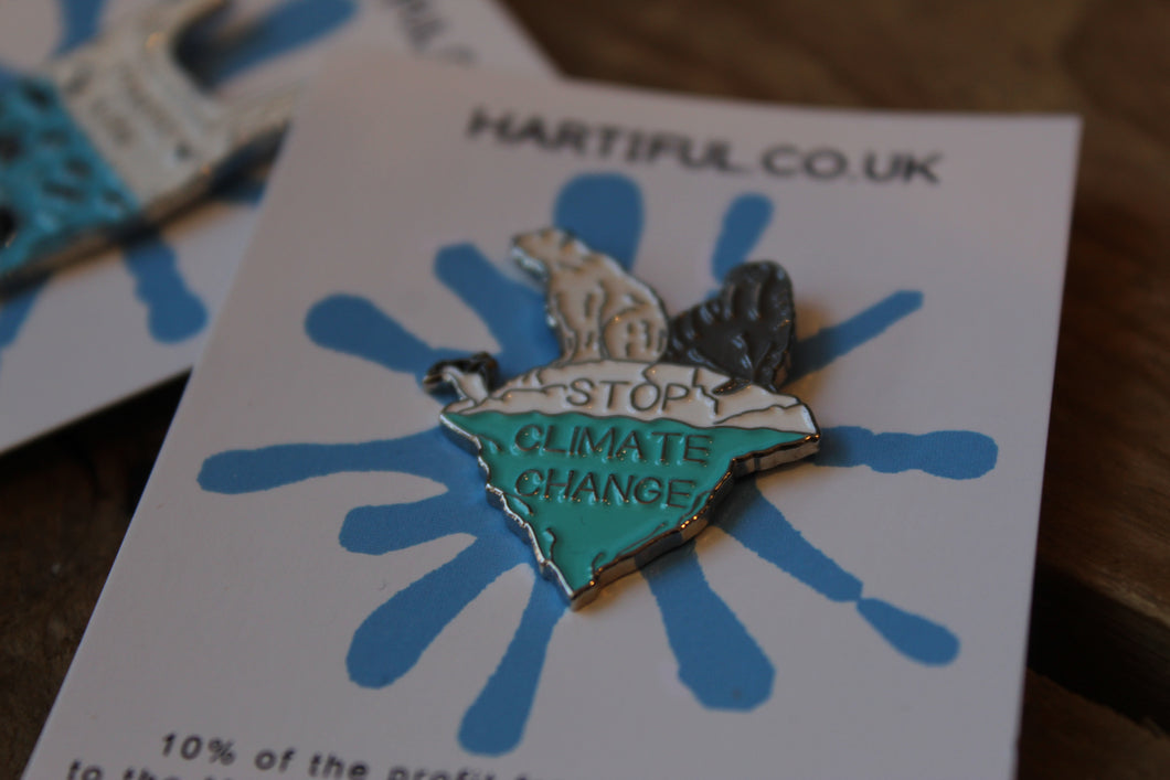 Enamel pin badges ~ Climate Change ~ By Hartiful